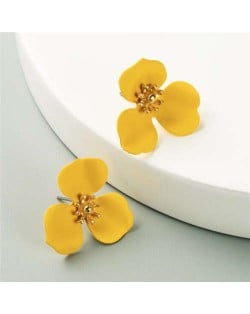 Korean Fashion Delicate Flower Design Sweet Style Women Alloy Earrings - Yellow