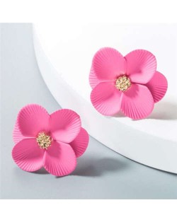 Internet Celebrity Preferred Multi-layered Flower Bohemian Fashion Women Stud Earrings - Pink