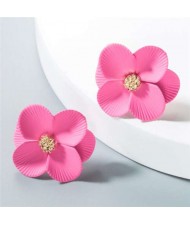 Internet Celebrity Preferred Multi-layered Flower Bohemian Fashion Women Stud Earrings - Pink