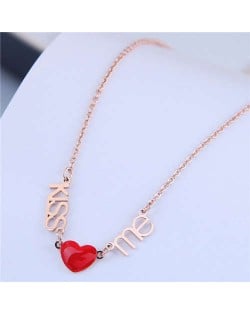 Alphabets and Heart Pendants Korean Fashion Women Statement Necklace