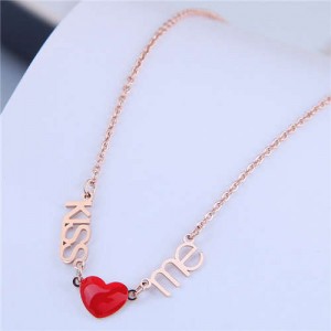 Alphabets and Heart Pendants Korean Fashion Women Statement Necklace