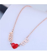 Alphabets and Heart Pendants Korean Fashion Women Statement Necklace