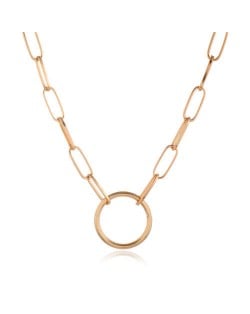 Hoop Pendant Simple Fashion Elegant Women Chain Style Alloy Costume Necklace - Golden