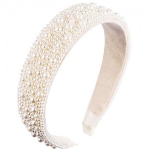 European and U.S. High Fashion Pearl Inlaid Beads Fashion Women Headband/ Hair Hoop