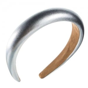 Glossy PU Texture High Fashion Women Headband/ Hair Hoop - Silver 
