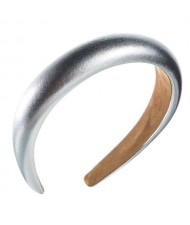 Glossy PU Texture High Fashion Women Headband/ Hair Hoop - Silver 