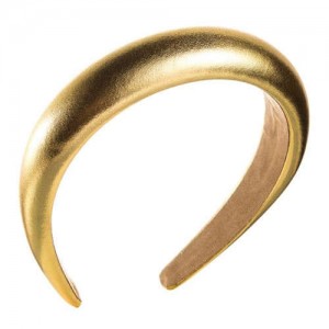 Glossy PU Texture High Fashion Women Headband/ Hair Hoop - Golden