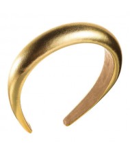 Glossy PU Texture High Fashion Women Headband/ Hair Hoop - Golden