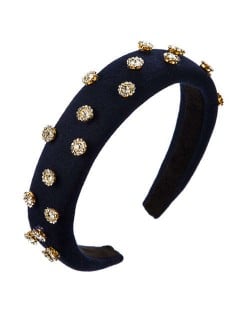 Glistening Rhinestone Embellished Cloth Fashion Women Bejeweled Headband/ Hair Hoop - Black