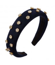 Glistening Rhinestone Embellished Cloth Fashion Women Bejeweled Headband/ Hair Hoop - Black