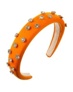 Glistening Rhinestone Embellished Cloth Fashion Women Bejeweled Headband/ Hair Hoop - Orange