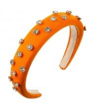 Glistening Rhinestone Embellished Cloth Fashion Women Bejeweled Headband/ Hair Hoop - Orange