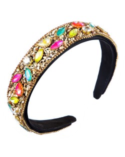 Colorful Rhinestone Embellished Shining Style Women Bejeweled Headband/ Hair Hoop