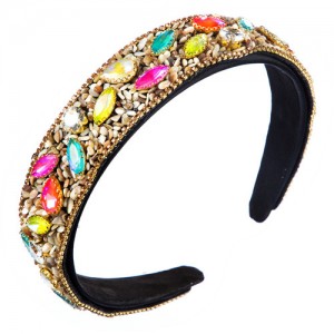 Colorful Rhinestone Embellished Shining Style Women Bejeweled Headband/ Hair Hoop