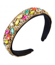 Colorful Rhinestone Embellished Shining Style Women Bejeweled Headband/ Hair Hoop