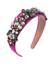 Creative Baroque Style Flowers Spring Fashion Women Bejeweled Headband/ Hair Hoop - Rose