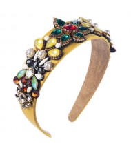 Creative Baroque Style Flowers Spring Fashion Women Bejeweled Headband/ Hair Hoop - Yellow