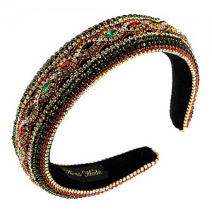 Luxurious Style Rhinestone Shining Fashion Baroque Bold Design Women Bejeweled Headband/ Hair Hoop