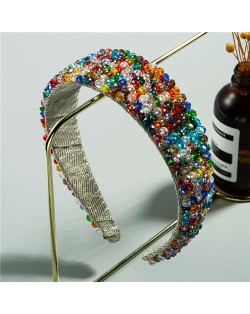 Colorful Beads Embellished Cloth Women Hair Hoop/ Headband