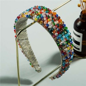 Colorful Beads Embellished Cloth Women Hair Hoop/ Headband