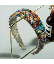 Colorful Beads Embellished Cloth Women Hair Hoop/ Headband
