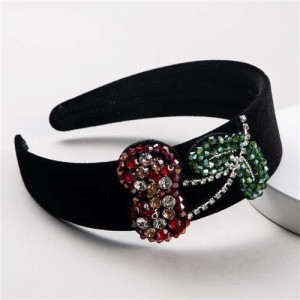 Creative Rhinestone Fruit Embellished Women Hair Hoop/ Headband - Cherry