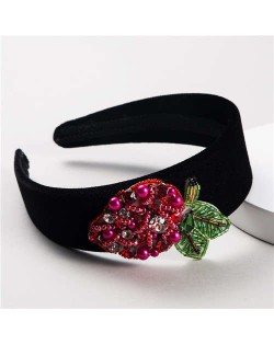 Creative Rhinestone Fruit Embellished Women Hair Hoop/ Headband - Grape