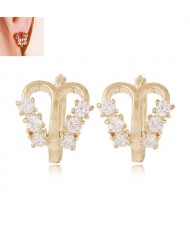Rhinestone Embellished Golden Butterfly Design High Fashion Women Stud Earrings