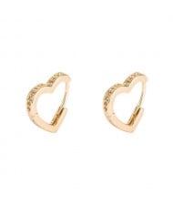 Rhinestone Embellished U.S. High Fashion Heart Design Copper Women Costume Earrings