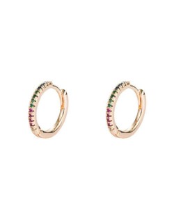 Cubic Zirconia Embellished Hip Hop Fashion Hoop Ear Clips - Multicolor