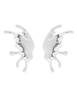 Vintage Butterfly Wings Design Zinc Alloy Women Earrings - Silver