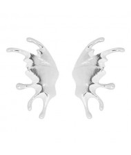 Vintage Butterfly Wings Design Zinc Alloy Women Earrings - Silver