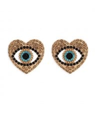 Creative Eye in the Heart Design High Fashion Women Costume Earrings - Champagne