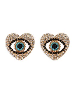 Creative Eye in the Heart Design High Fashion Women Costume Earrings - White