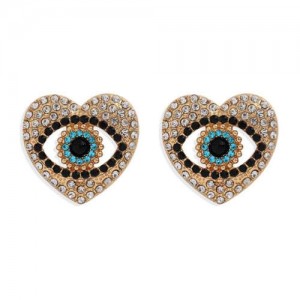 Creative Eye in the Heart Design High Fashion Women Costume Earrings - White