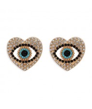 Creative Eye in the Heart Design High Fashion Women Costume Earrings - White
