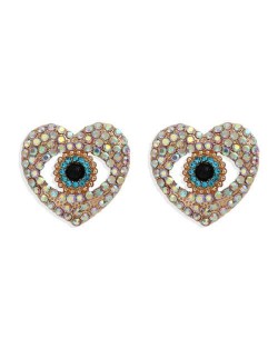 Creative Eye in the Heart Design High Fashion Women Costume Earrings - Luminous White