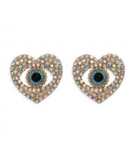 Creative Eye in the Heart Design High Fashion Women Costume Earrings - Luminous White