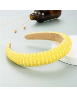 Crystal Embellished Baroque Spring Fashion U.S. Popular Sponge Women Headband - Yellow