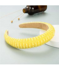 Crystal Embellished Baroque Spring Fashion U.S. Popular Sponge Women Headband - Yellow