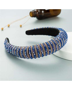 Crystal Embellished Baroque Spring Fashion U.S. Popular Sponge Women Headband - Royal Blue