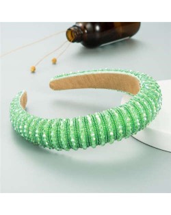 Crystal Embellished Baroque Spring Fashion U.S. Popular Sponge Women Headband - Green