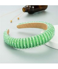 Crystal Embellished Baroque Spring Fashion U.S. Popular Sponge Women Headband - Green