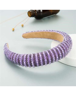 Crystal Embellished Baroque Spring Fashion U.S. Popular Sponge Women Headband - Purple