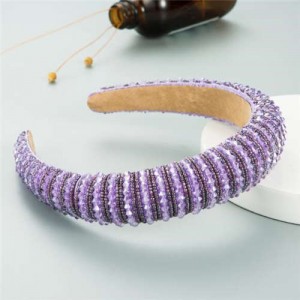 Crystal Embellished Baroque Spring Fashion U.S. Popular Sponge Women Headband - Purple