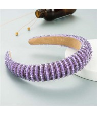 Crystal Embellished Baroque Spring Fashion U.S. Popular Sponge Women Headband - Purple