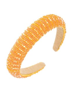 Crystal Embellished Baroque Spring Fashion U.S. Popular Sponge Women Headband - Orange