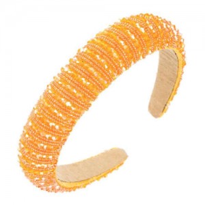 Crystal Embellished Baroque Spring Fashion U.S. Popular Sponge Women Headband - Orange