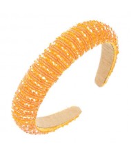 Crystal Embellished Baroque Spring Fashion U.S. Popular Sponge Women Headband - Orange