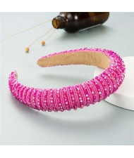 Crystal Embellished Baroque Spring Fashion U.S. Popular Sponge Women Headband - Rose